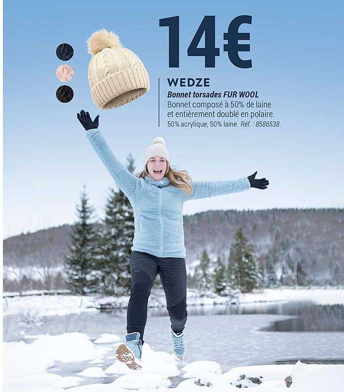 bonnet torsades fur wool wedze