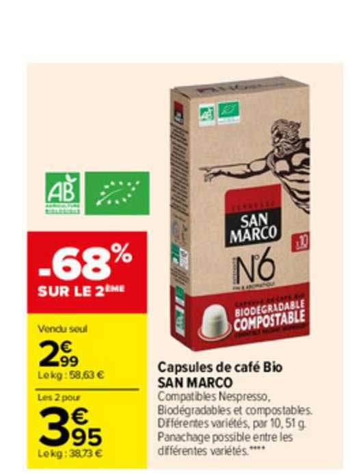 capsules de café bio san marco
