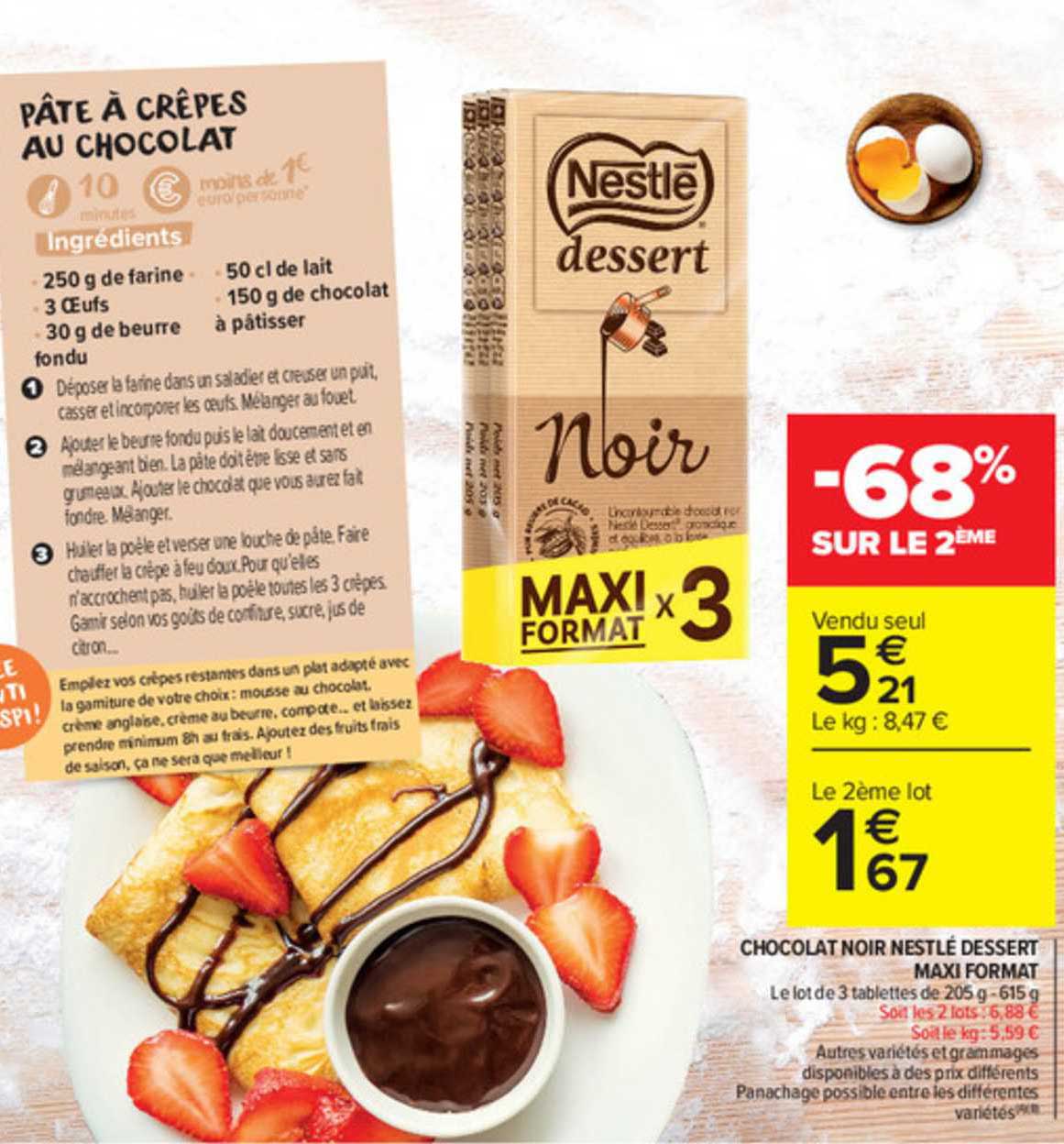 chocolat noir nestlé dessert maxi format