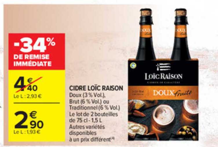cidre loïc raison -34% de remise immédiate