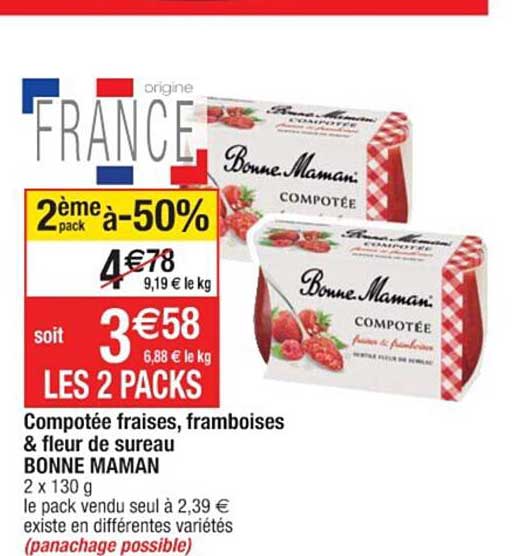 compotée fraises, framboises & fleur de sureau bonne maman