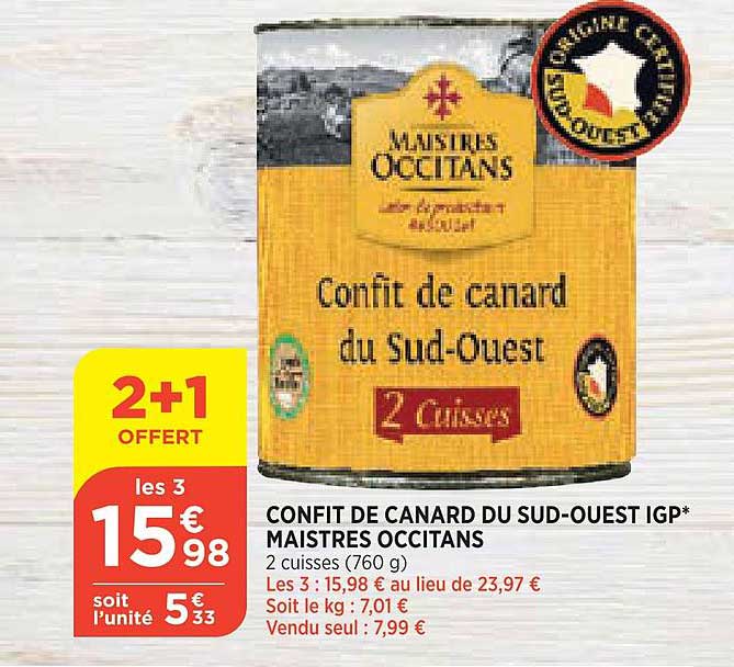 confit de canard du sud-ouest igp maistres occitans