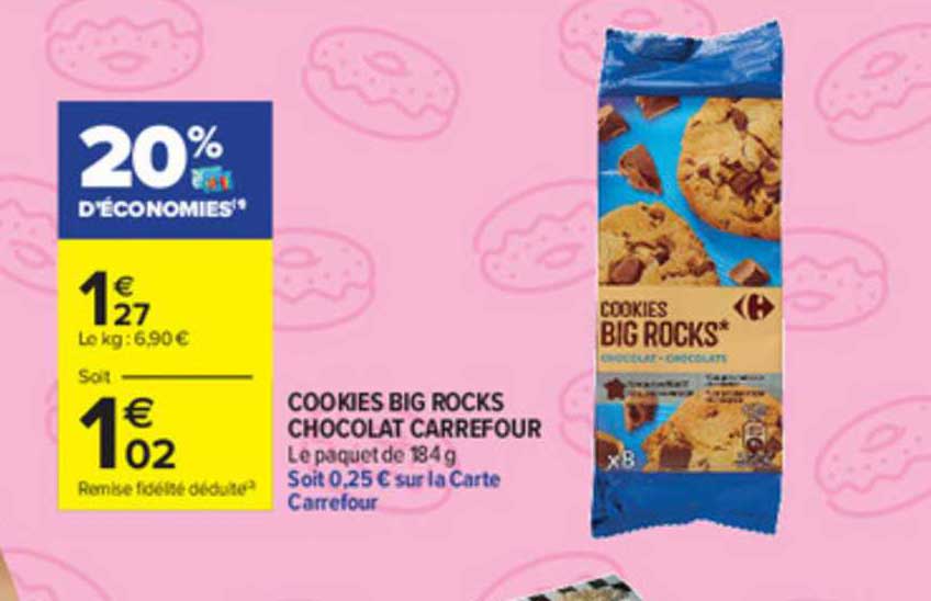 Cookies Big Rocks Chocolat Carrefour