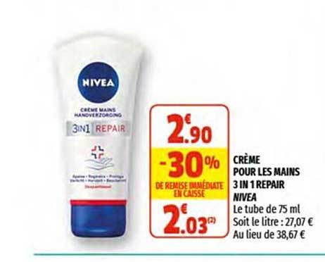 crème pour les mains 3in1 repair nivea