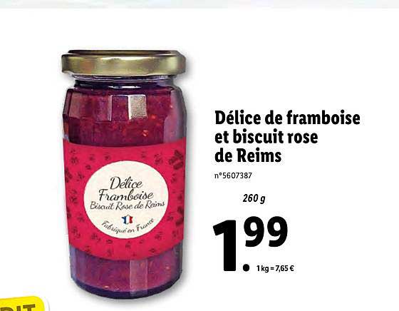 délice de framboise et biscuits rose de reims