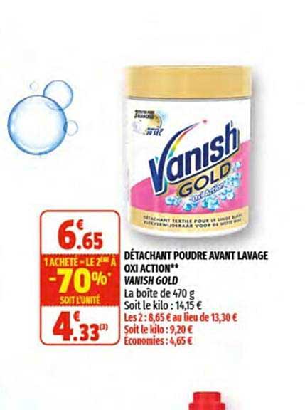 détachant poudre avant lavage oxi action vanish gold