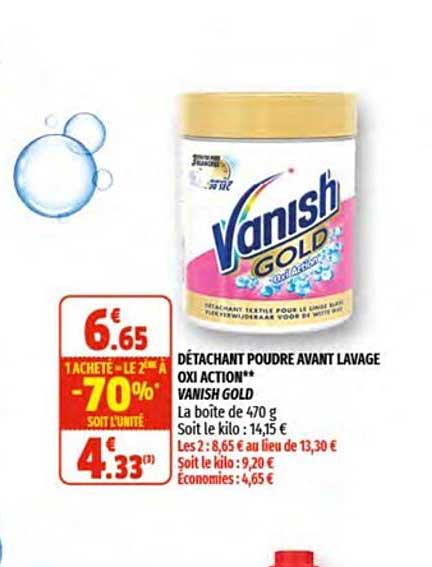 détachant poudre avant lavage oxi action vanish gold