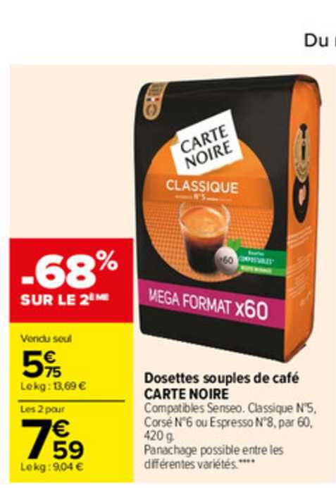 Dosettes Souples De Café Carte Noire