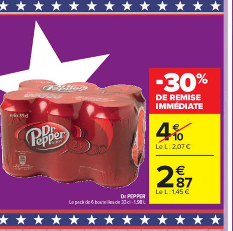 dr pepper -30% de remise immédiate