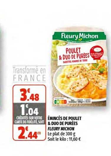 émincés de poulet & duo de purées fleury michon