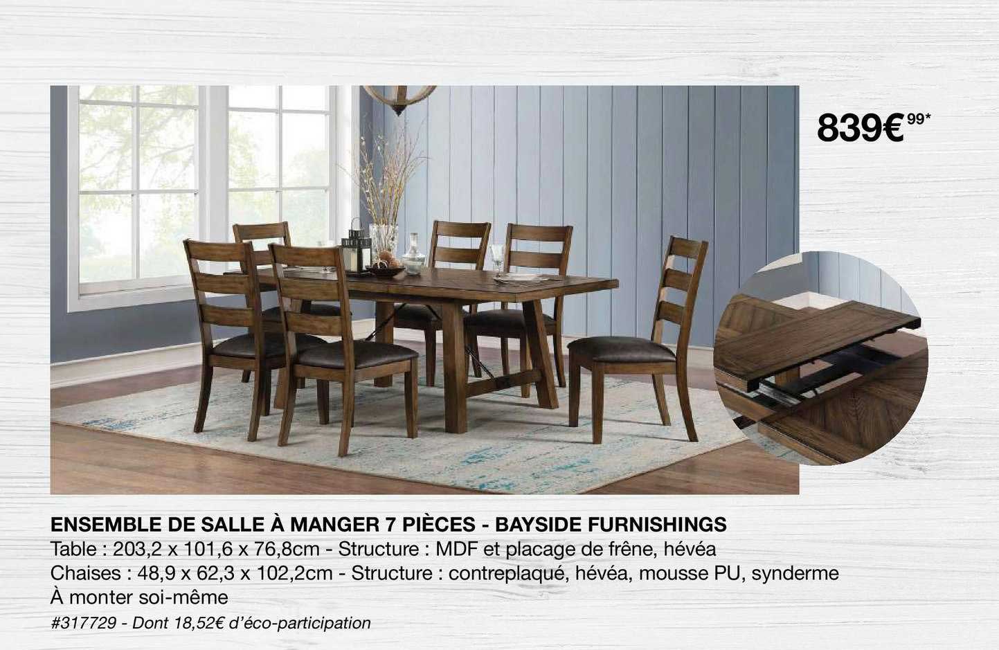ensemble de salle à manger 7 pièces bayside furnishings