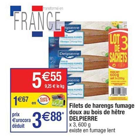 filets de harengs fumage doux au bois de hêtre delpierre