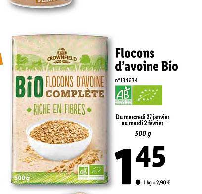 flocons d'avoine bio crownfield