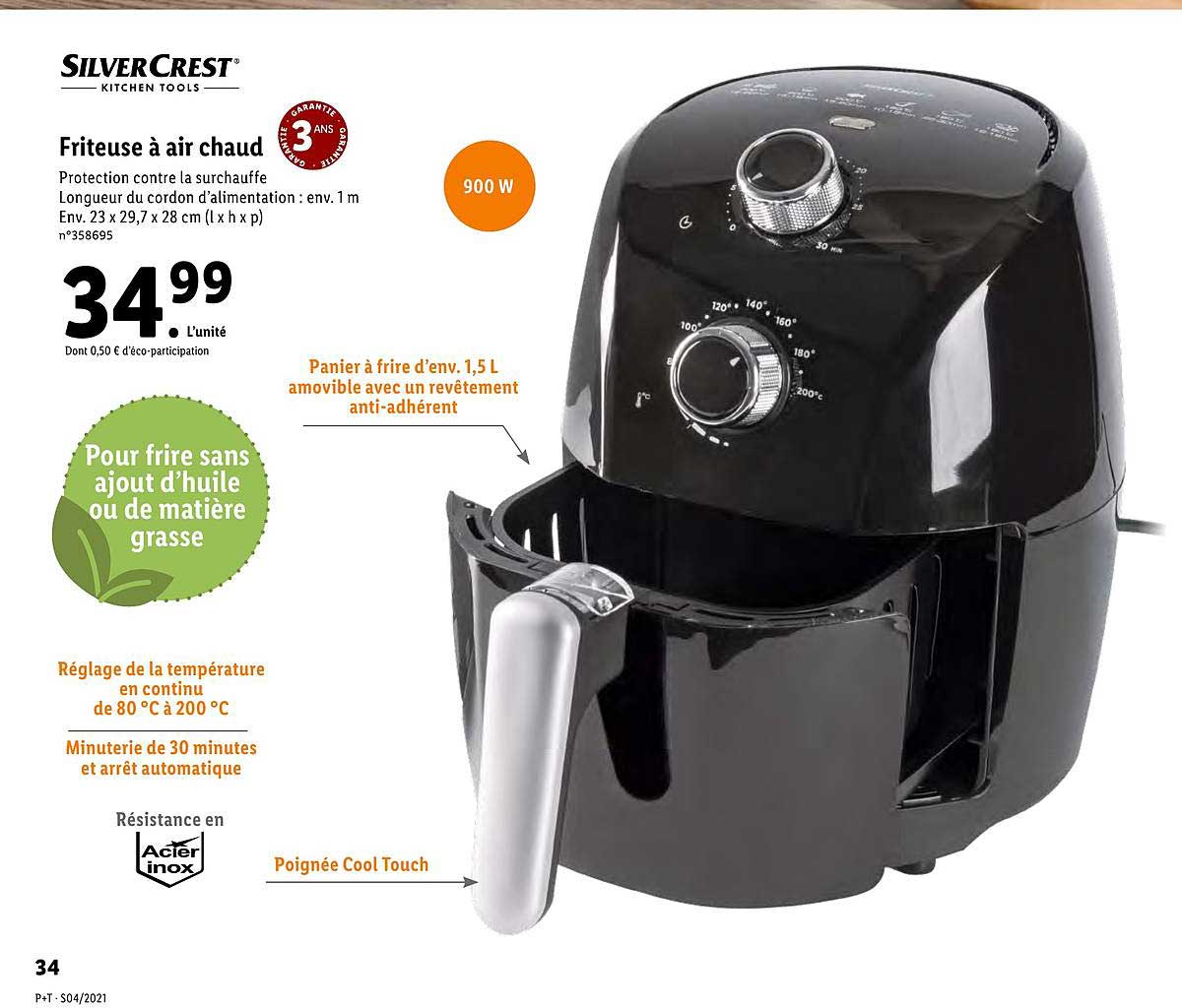 friteuse à air chaud silver crest