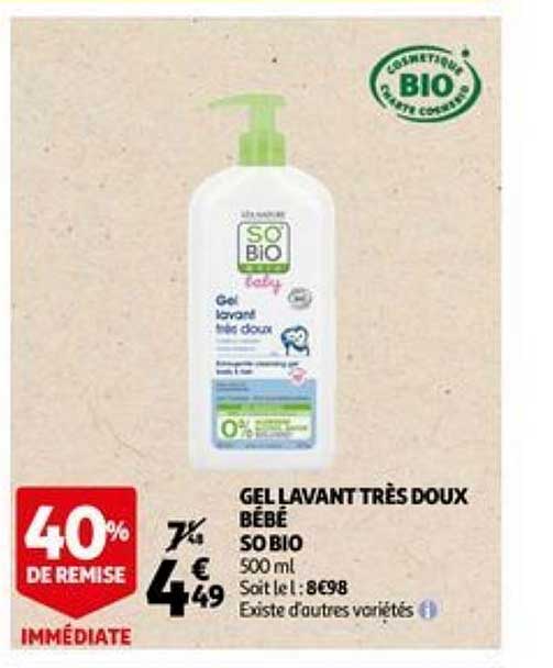gel lavant très doux bébé so bio
