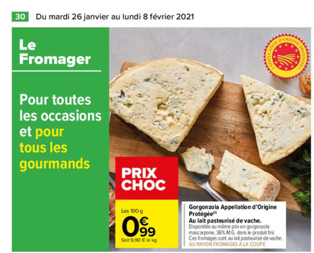 Gorgonzola Appellation D'origine Protégée Au Lait Pasteurisé De Vache