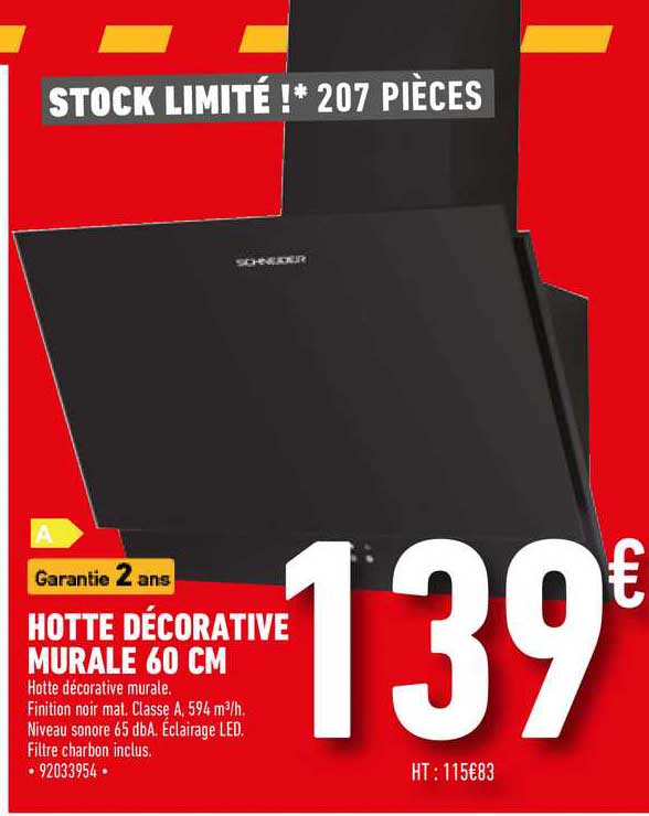 hotte décorative murale 60 cm