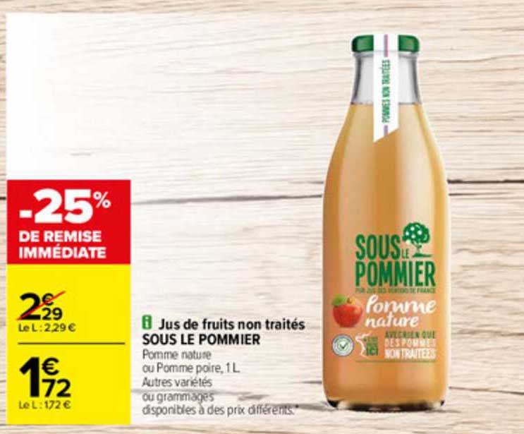 jus de fruits non traités sous le pommier