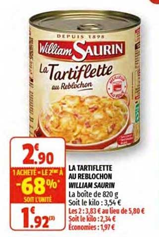 la tartiflette au reblochon william saurin