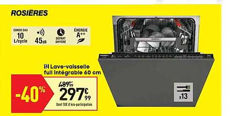lave vaisselle full intégrable 60 cm rosières