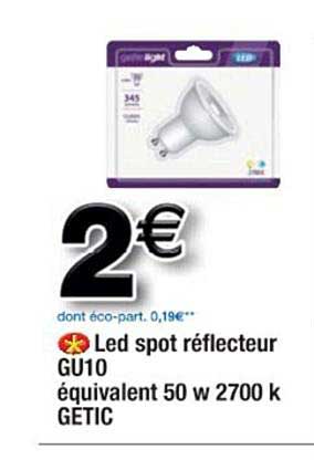 led sport réflecteur gu10 équivalent 50 w 2700 k getic