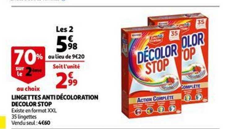 lingettes anti décoloration decolor stop