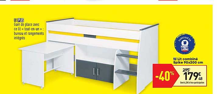 lit combiné spike 90x200 cm