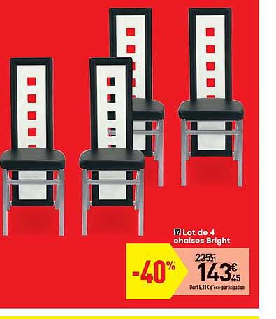 lot de 4 chaises bright