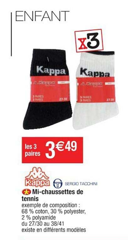 mi-chaussettes de tennis sergio tacchini kapa