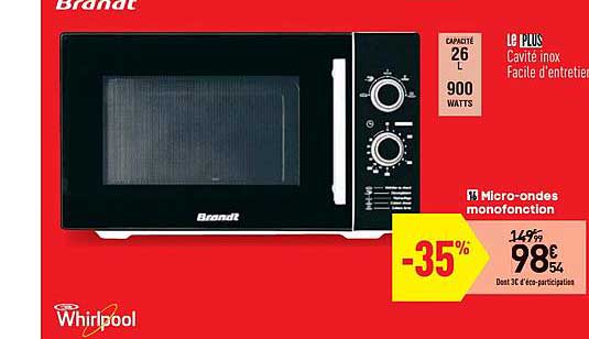 micro ondes monofonction whirlpool