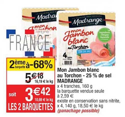 mon jambon blanc au torchon -25% de sel madrange
