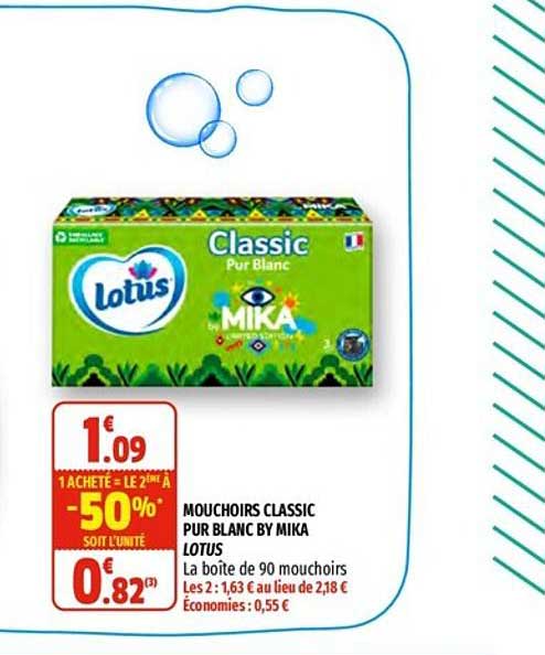 mouchoirs classic pur blanc by mika lotus
