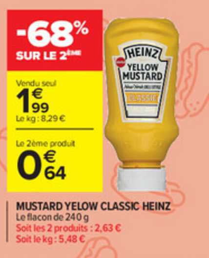 mustard yelow classic heinz -68% sur le 2ème