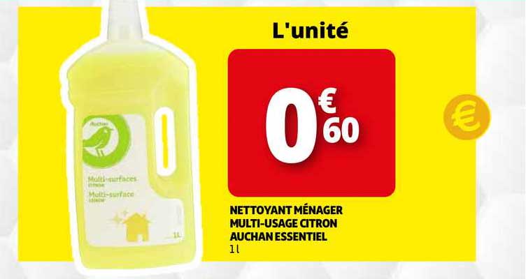 nettoyant ménager multi usage citron auchan essentiel