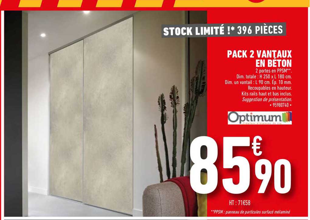 pack 2 vantaux en béton