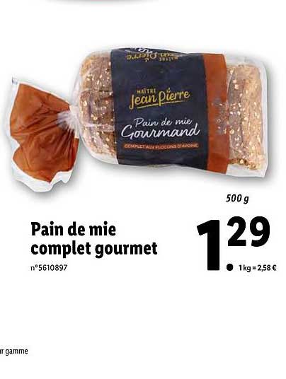 Pain De Mie Complet Gourmet Maître Jean Pierre