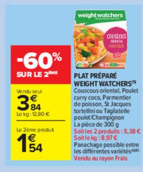 plat préparé weight watchers -60% sur le 2ème