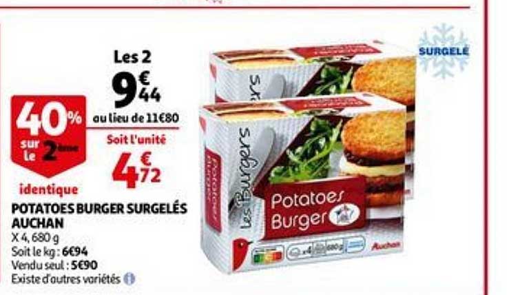 Potatoes Burger Surgelés Auchan