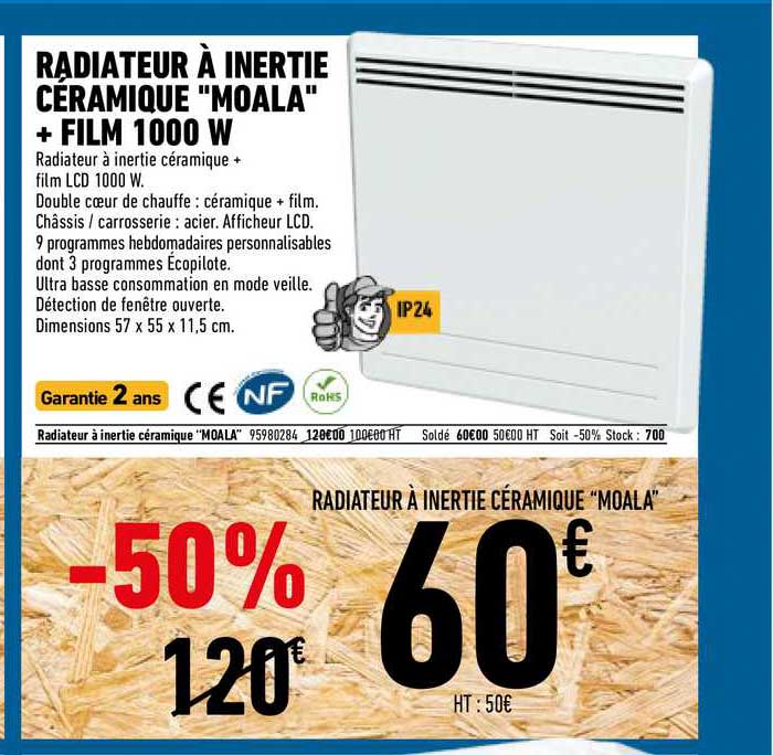 Radiateur à Inertie Céramique "moala" + Film 1000 W
