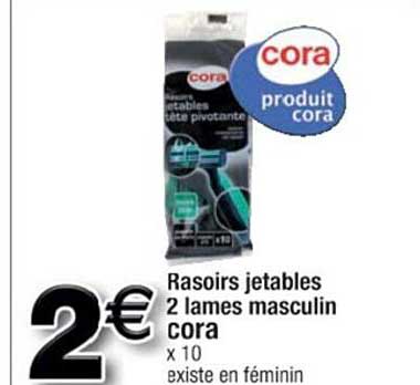 rasoirs jetables 2 lames masculin cora