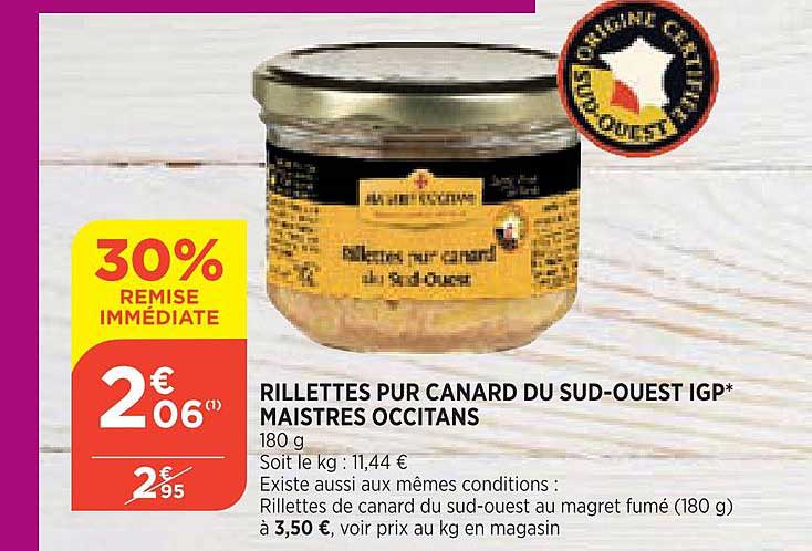 rillettes pur canard du sud-ouest igp maistres occitans