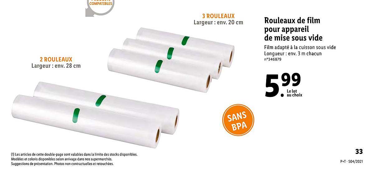 rouleaux de film pour appareil de mise sous vide