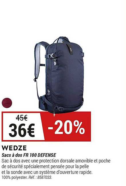 sacs à dos fr 100 defense wedze