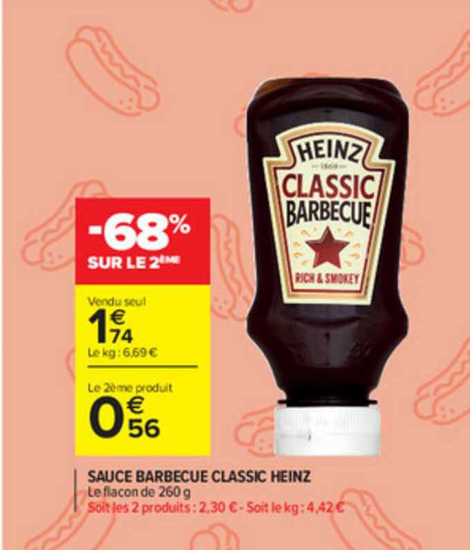 Sauce Barbecue Classic Heinz -68% Sur Le 2ème