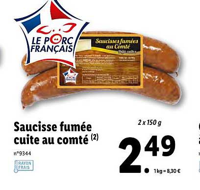saucisse fumée cuite au compté