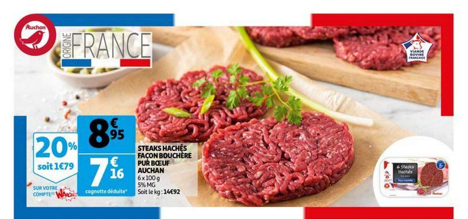 steaks hachés façon bouchère pur bœuf auchan
