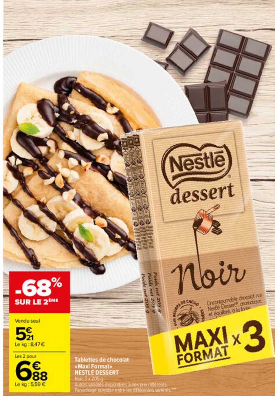 tablettes de chocolat "maxi format" nestlé dessert