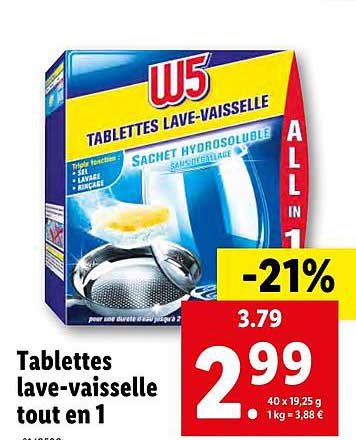 tablettes lave-vaisselle tout en 1 w5
