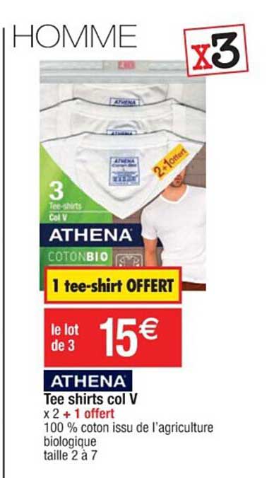 tee shirts col v athena