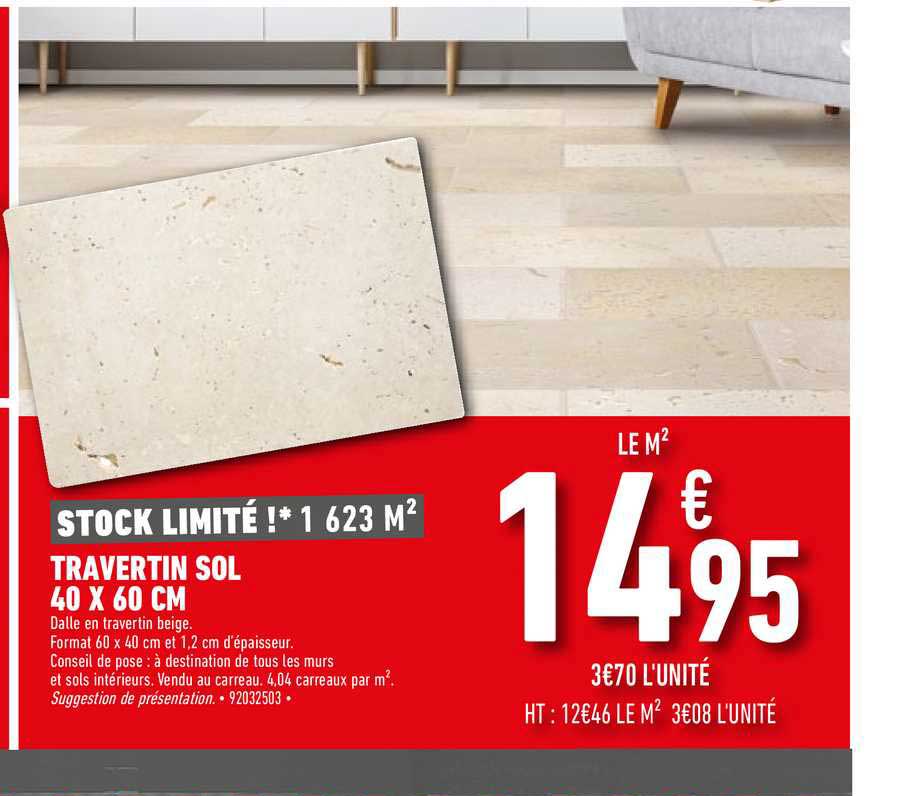 travertin sol 40 x 60 cm
